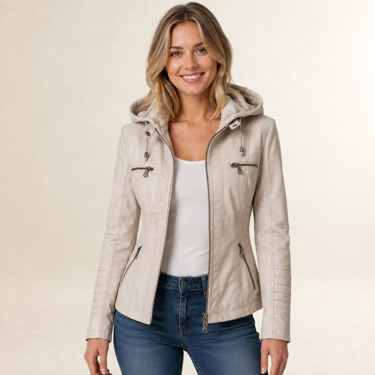 Damentrenchjacke Kapuzenjacke mit Reißverschluss und Taschen - Reguläre Passform