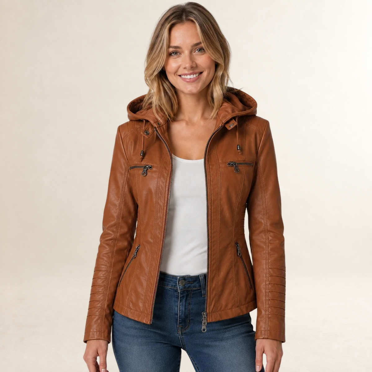 Damentrenchjacke Kapuzenjacke mit Reißverschluss und Taschen - Reguläre Passform