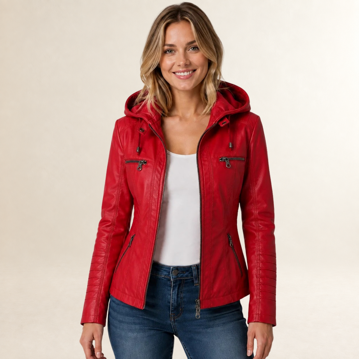 Damentrenchjacke Kapuzenjacke mit Reißverschluss und Taschen - Reguläre Passform