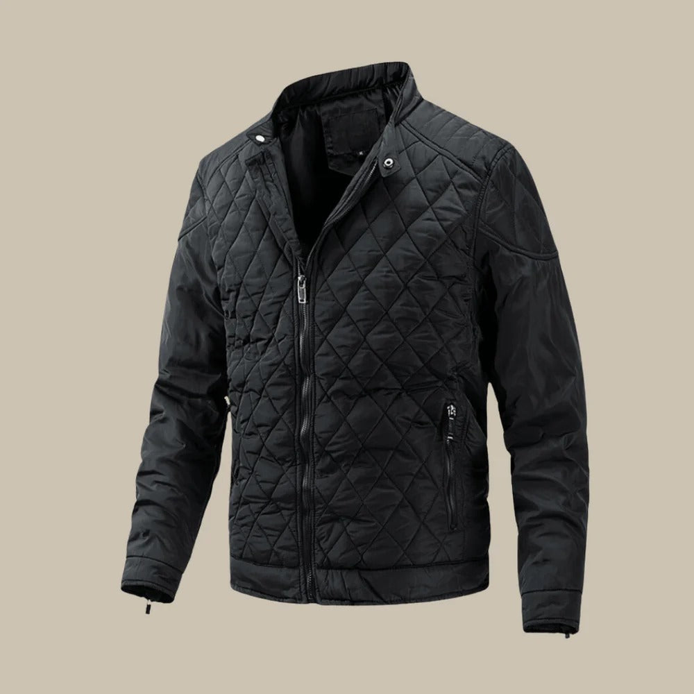 Figurbetonte Herren-Steppjacke mit Stehkragen und Reißverschluss