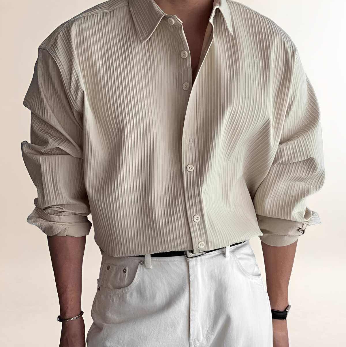 Herr Hemd Langarm mit Falten-Design Relaxed Fit