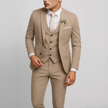 Herren Anzug-Set mit Weste – Moderner Schnitt, einreihige Jacke, flach sitzende Hose