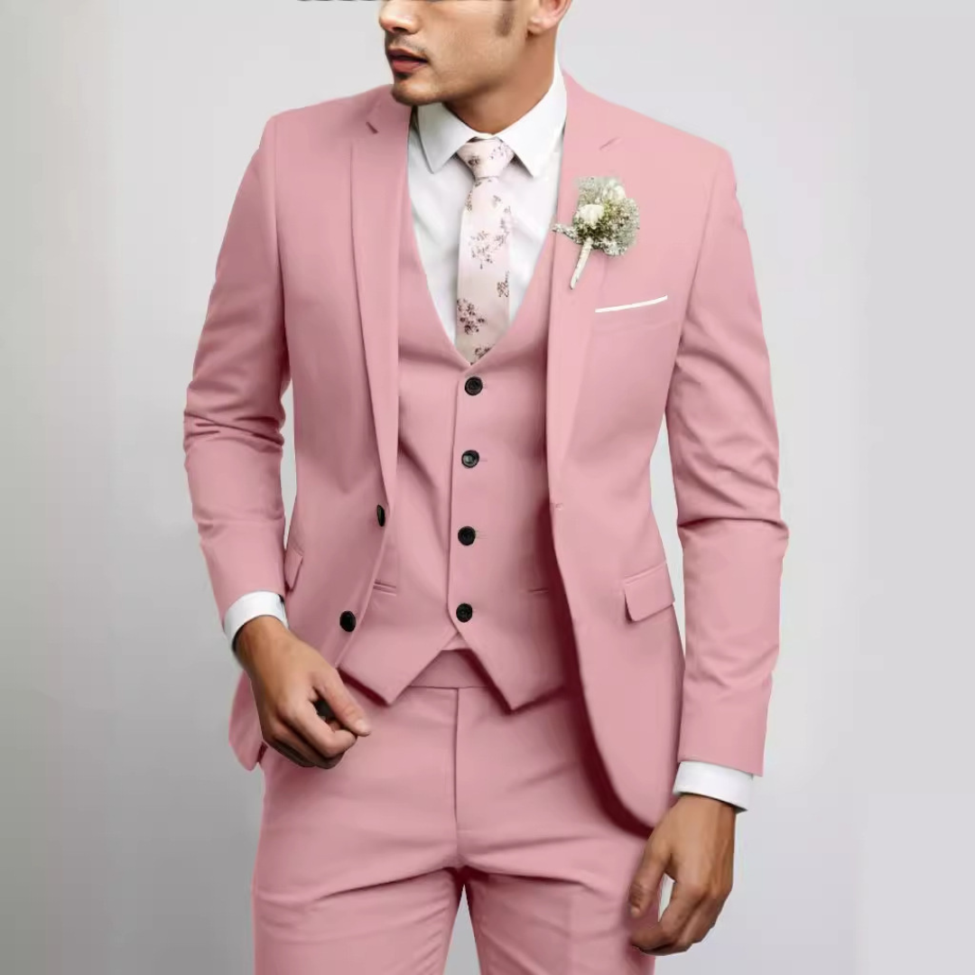 Herren Anzug-Set mit Weste – Moderner Schnitt, einreihige Jacke, flach sitzende Hose