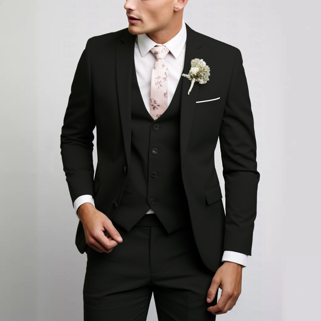 Herren Anzug-Set mit Weste – Moderner Schnitt, einreihige Jacke, flach sitzende Hose