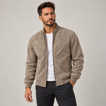 Herren Bomberjacke Zipverschluss Slim Fit Rippkragen und Bündchen
