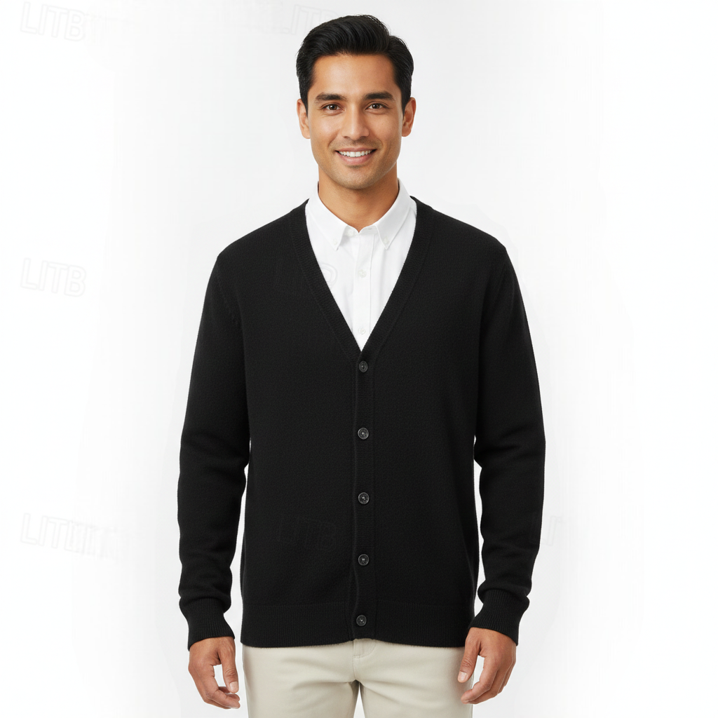 Herren Cardigan V-Ausschnitt Knopfleiste Regular Fit