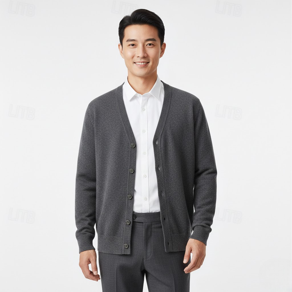 Herren Cardigan V-Ausschnitt Knopfleiste Regular Fit