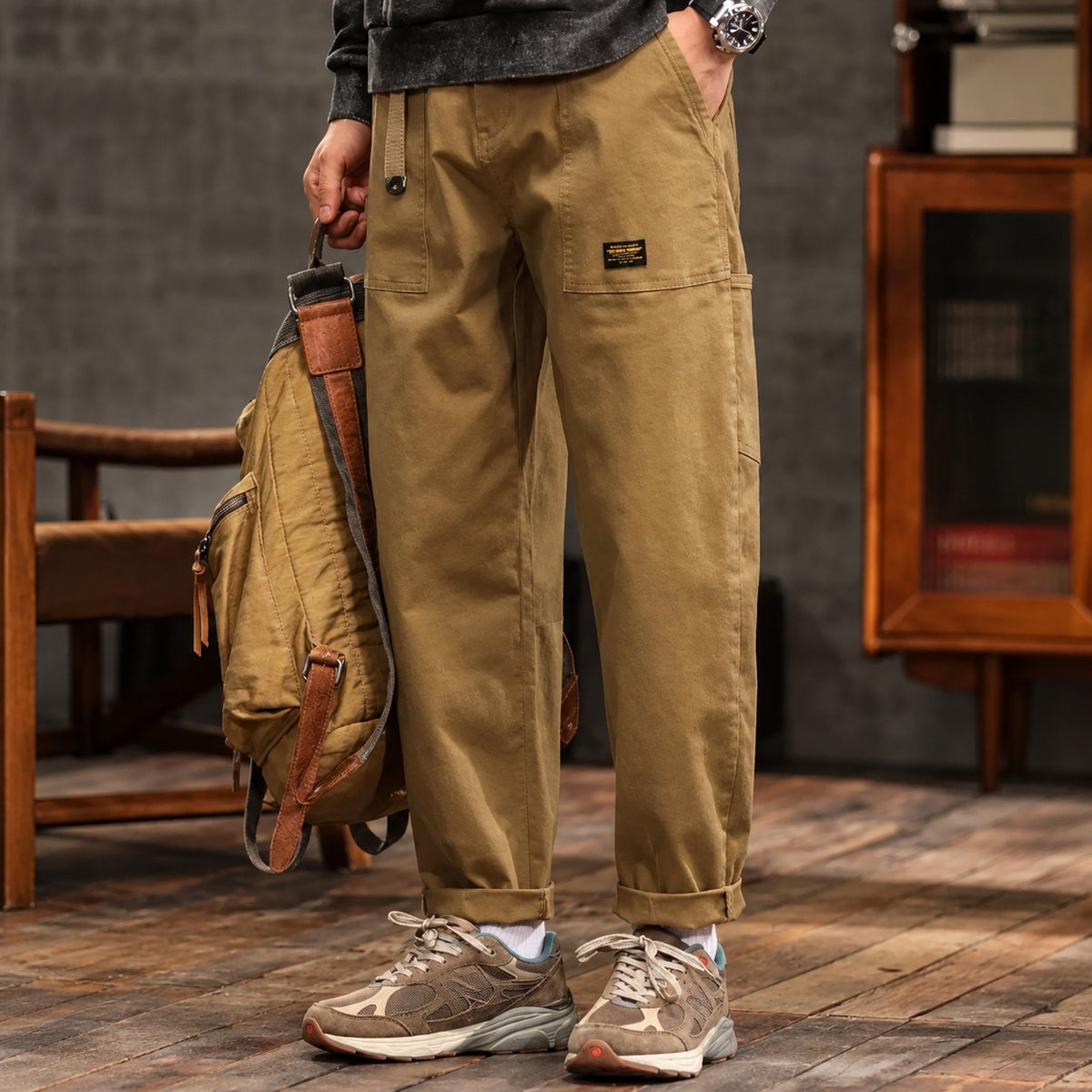 Herren Cargo-Hosen mit Seitentaschen - Relaxed Fit, Gerade Schnitt