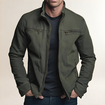 Herren Freizeitjacke mit Reißverschluss und Reverskragen - Modernes Slim Fit Design