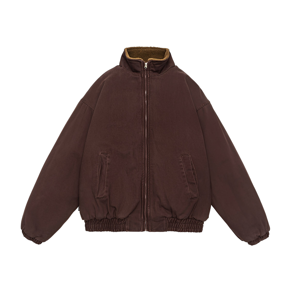 Herren Freizeitjacke mit Reißverschluss Oversized Schnitt Stehkragen