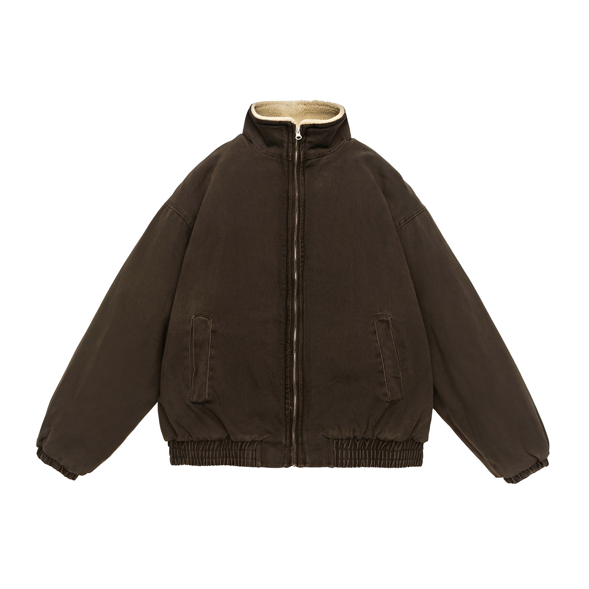 Herren Freizeitjacke mit Reißverschluss Oversized Schnitt Stehkragen
