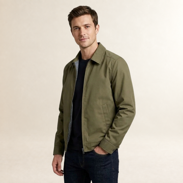 Herren Jacke mit Stehkragen und Vollreißverschluss - gefüttert, schmaler Schnitt