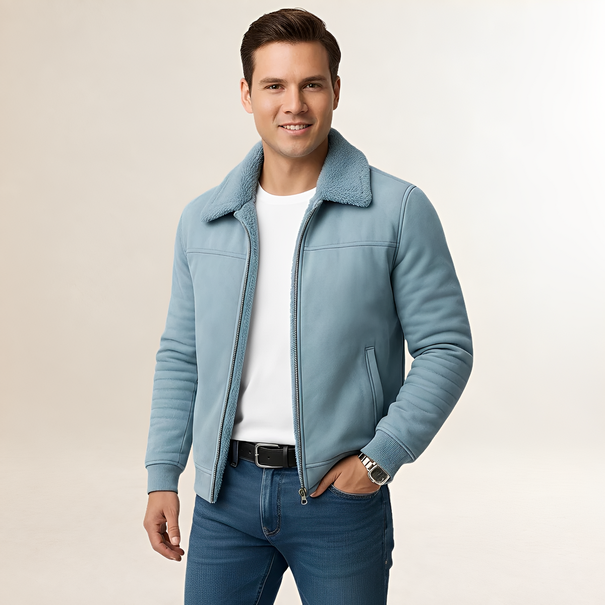 Herren Jacke - Reißverschluss, Stehkragen, moderner Schnitt