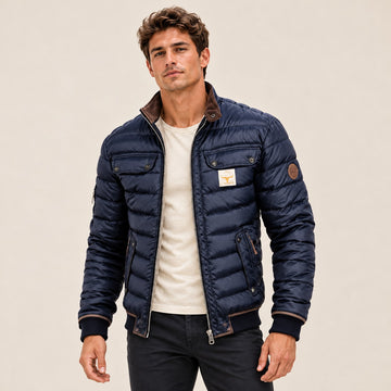 Herren Jacke - Steppdesign, Stehkragen, Reißverschluss, Schlanker Schnitt