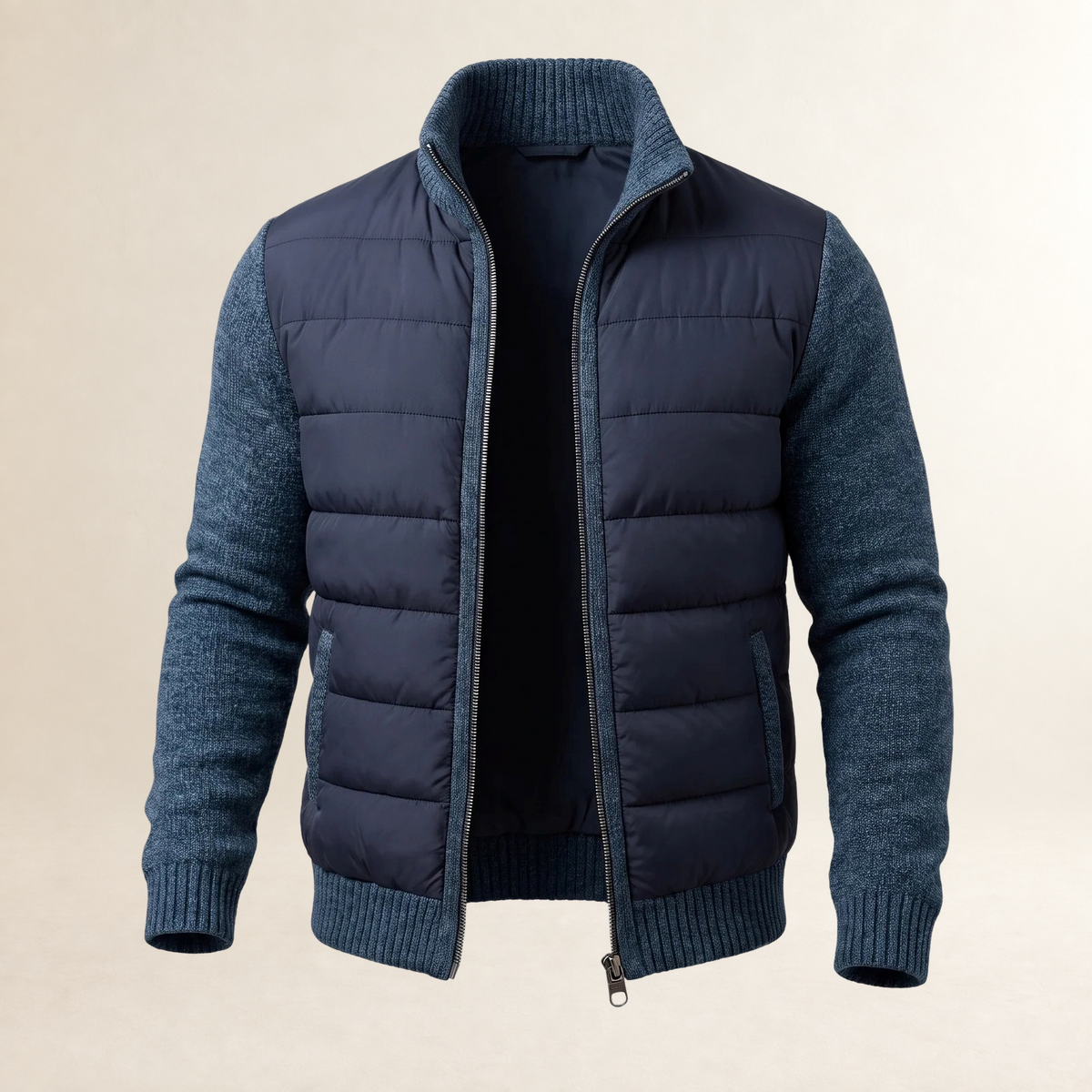 Herren Jacke Steppjacke mit kontrastfarbenen Ärmeln und tailliertem Schnitt