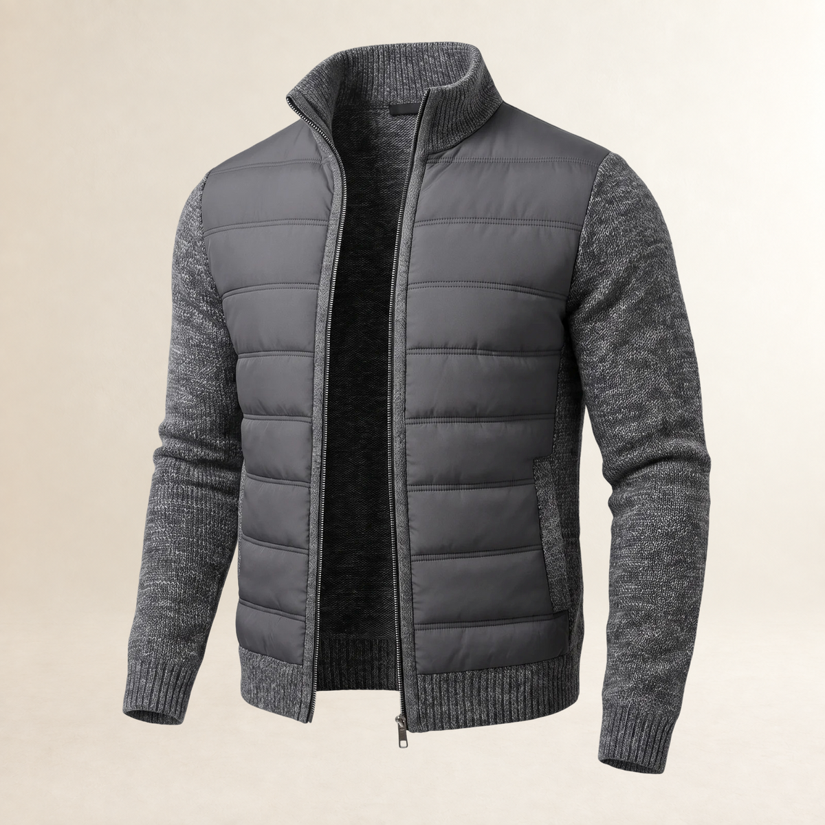 Herren Jacke Steppjacke mit kontrastfarbenen Ärmeln und tailliertem Schnitt