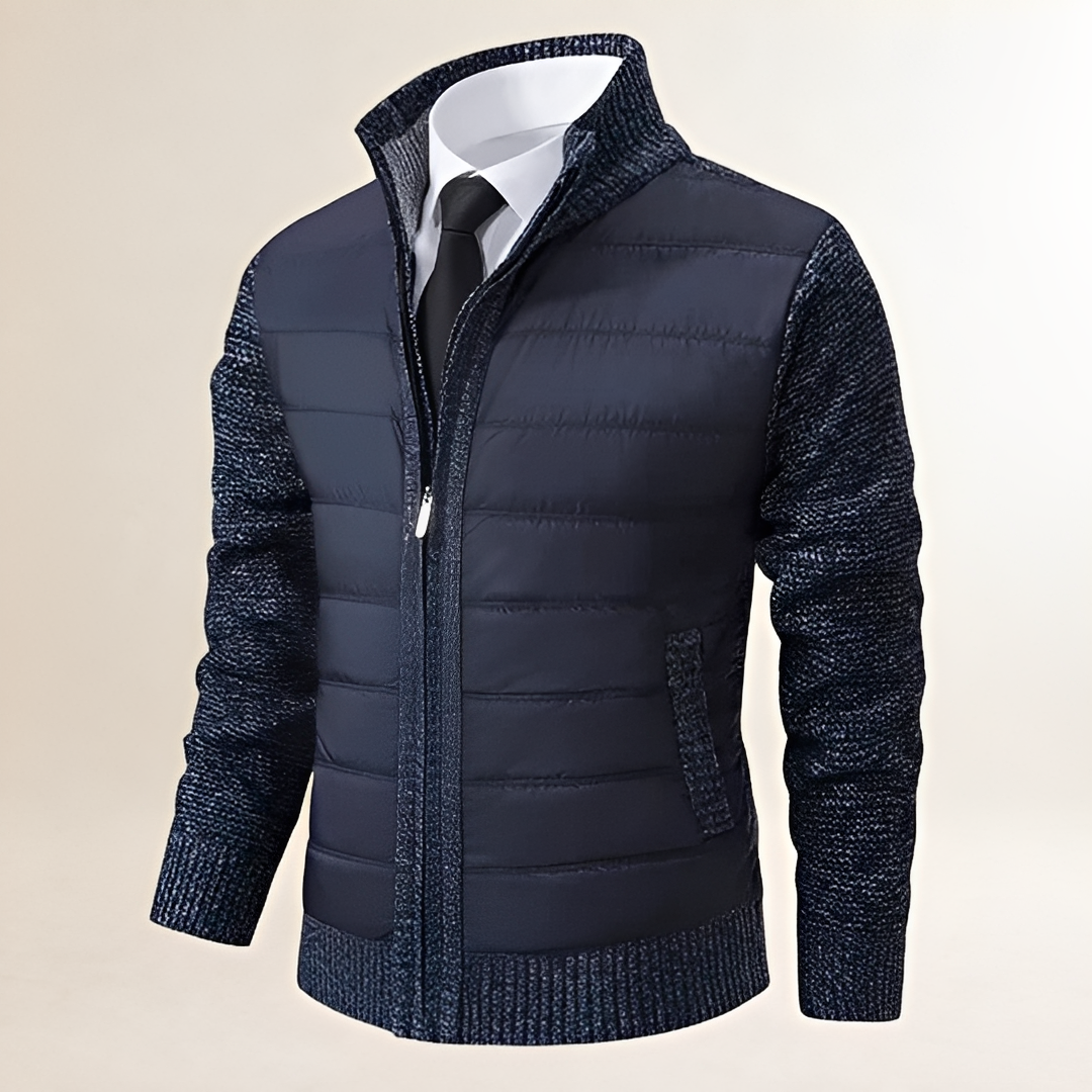 Herren Jacke Steppung mit Reißverschluss und hohem Kragen - Slim Fit
