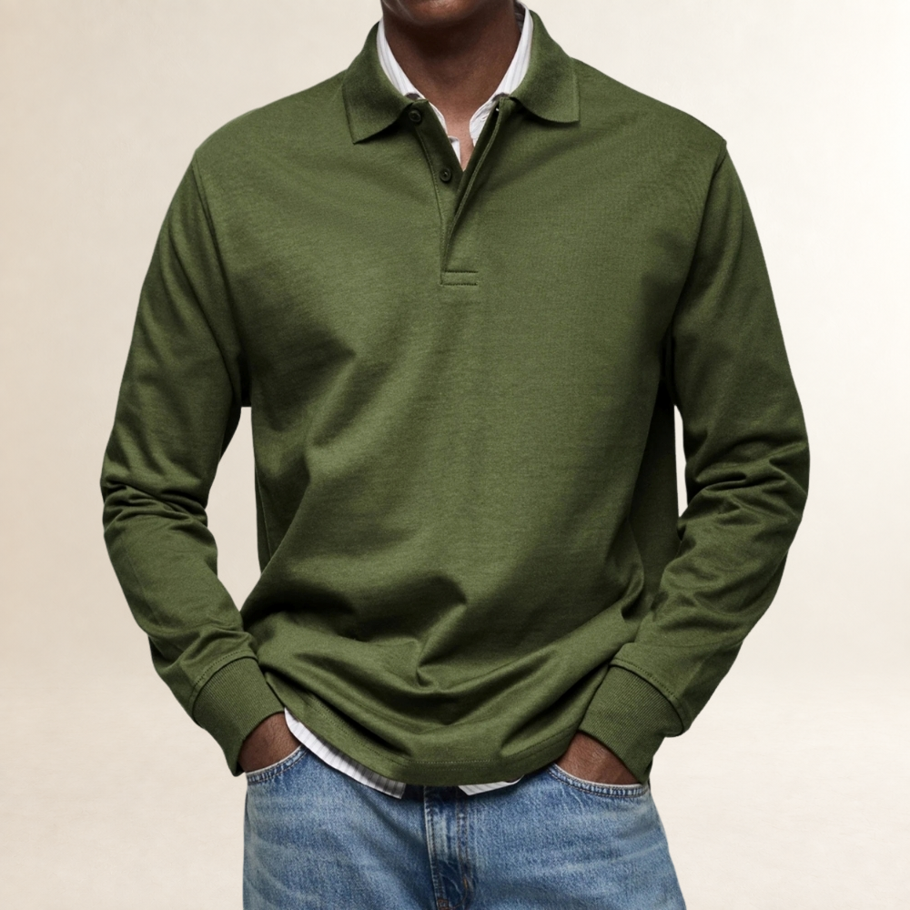 Herren Langarm Polo-Shirt - Klassischer Schnitt, Knopfleiste, Vielseitig kombinierbar