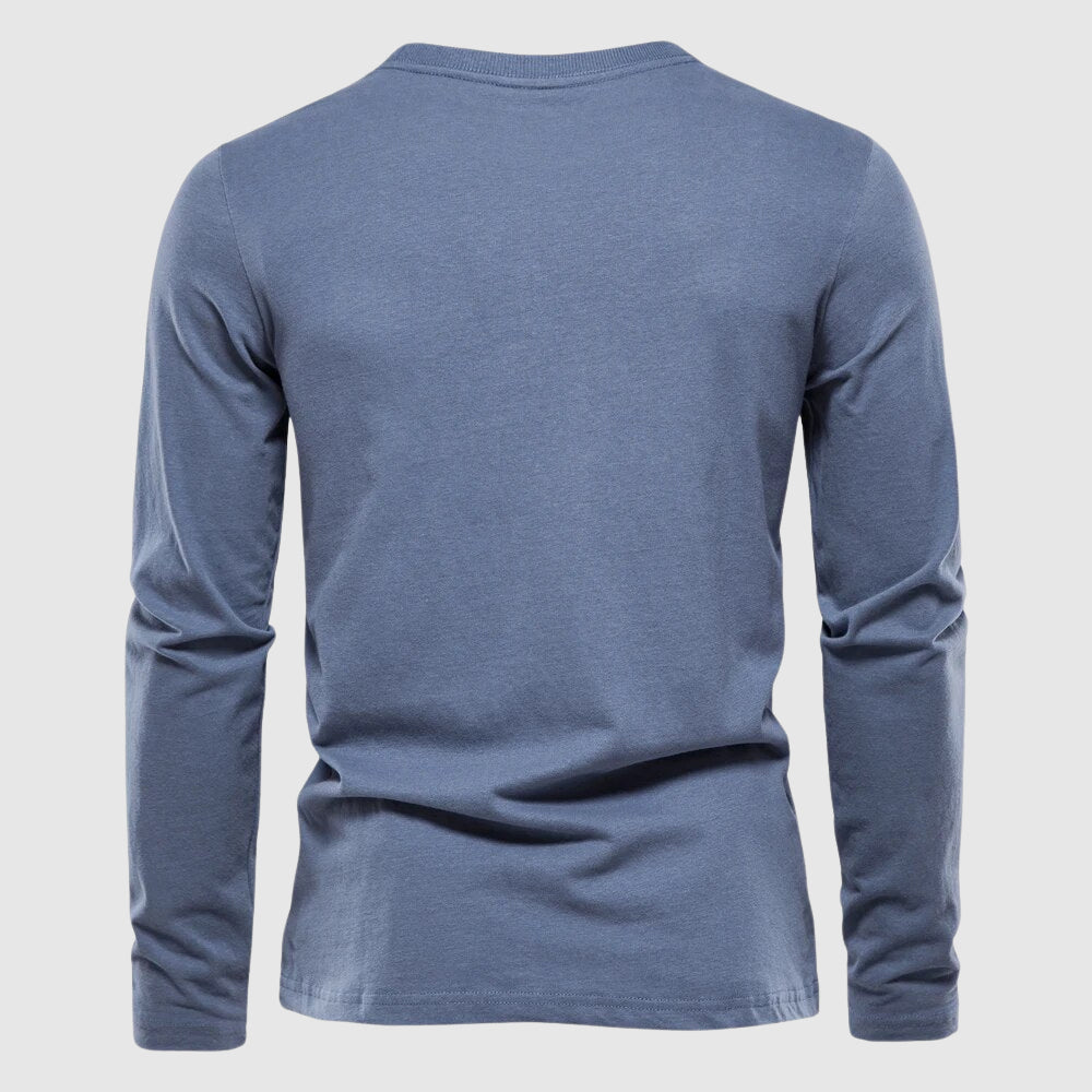 Herren Langarm T-Shirt mit Rundhalsausschnitt und Logo-Patch - Regulärer Schnitt