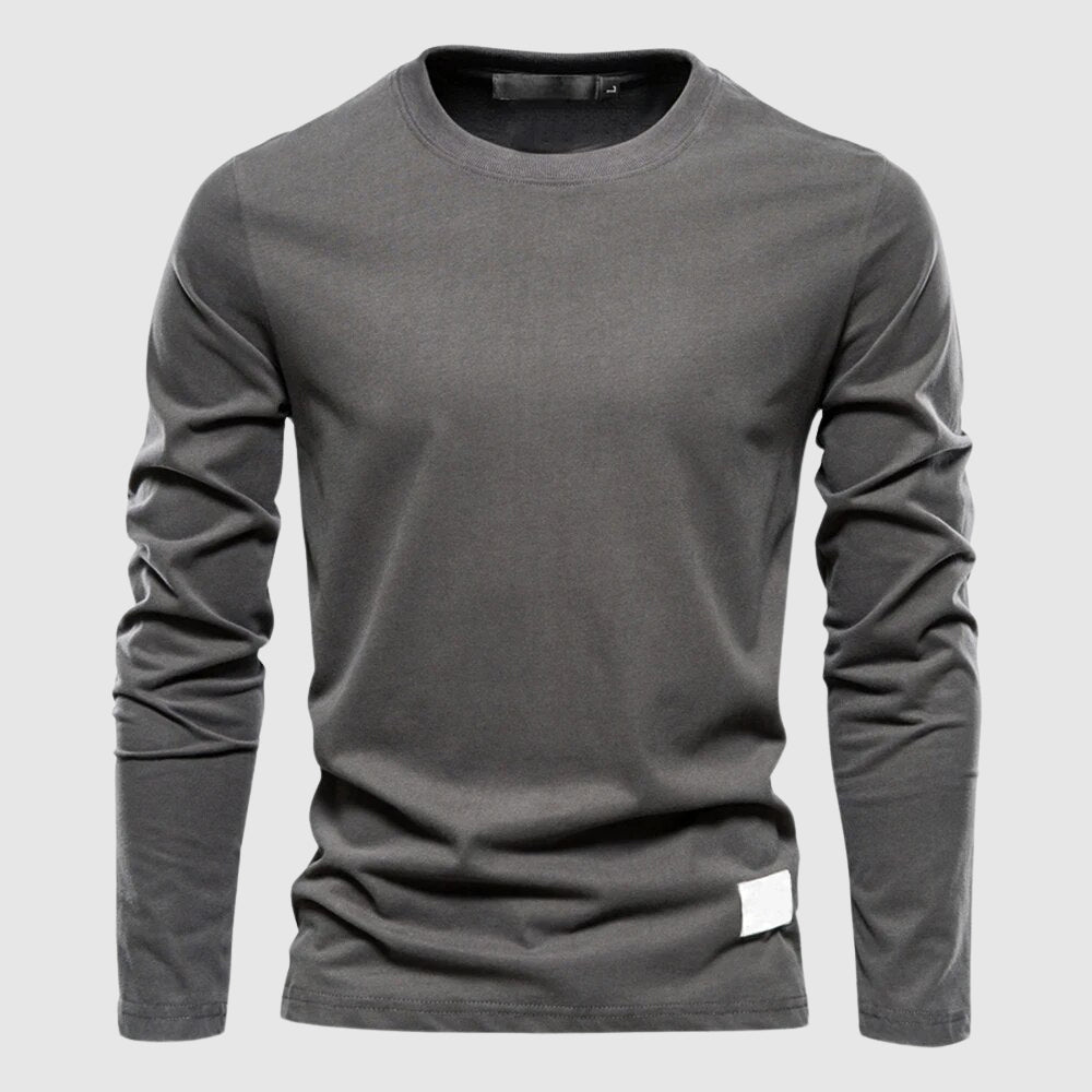 Herren Langarm T-Shirt mit Rundhalsausschnitt und Logo-Patch - Regulärer Schnitt