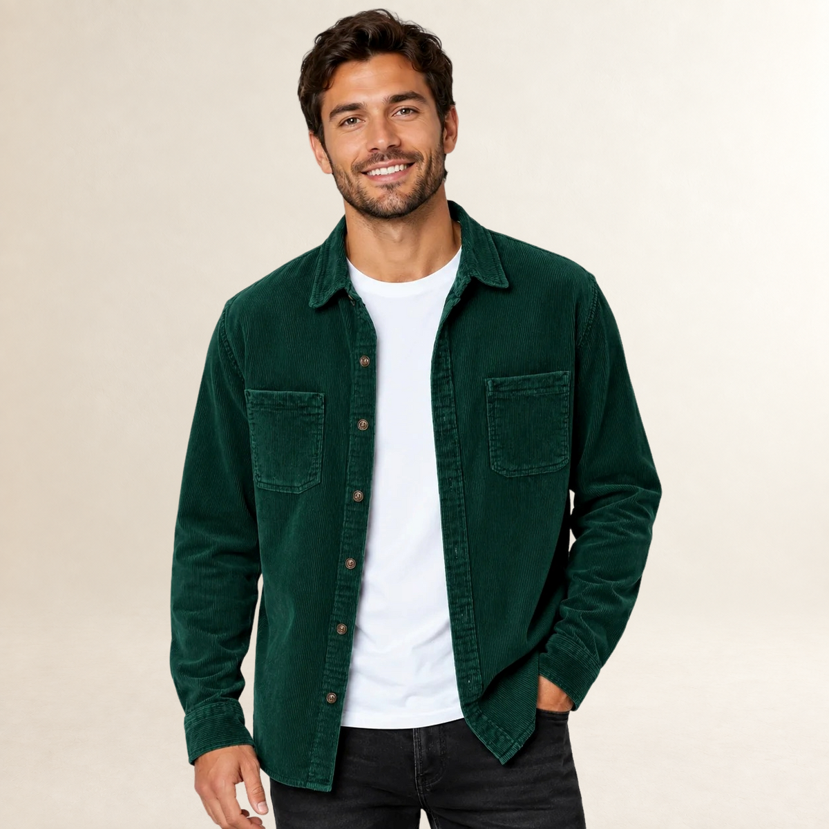 Herren Overshirt Shacket mit Reverskragen und Knopfleiste - Regular Fit, lange Ärmel