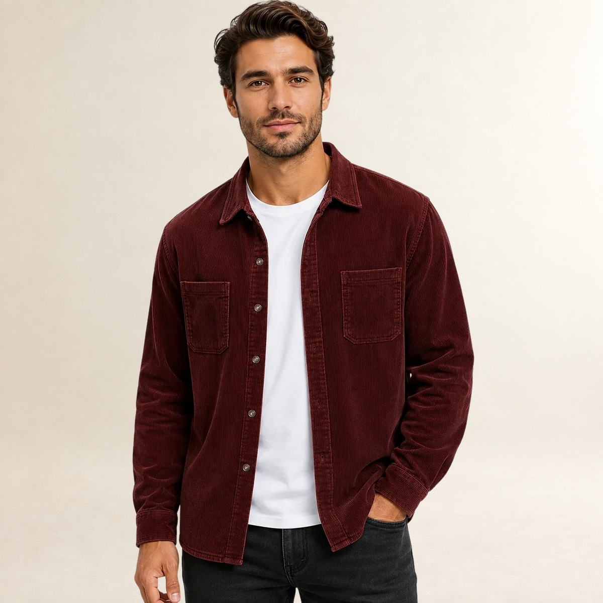 Herren Overshirt Shacket mit Reverskragen und Knopfleiste - Regular Fit, lange Ärmel