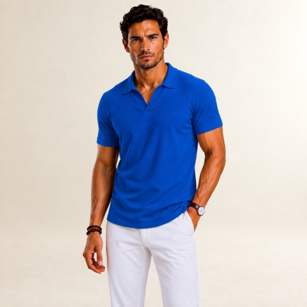 Herren Poloshirt mit strukturierter Oberfläche, kurze Ärmel und regulärer Schnitt