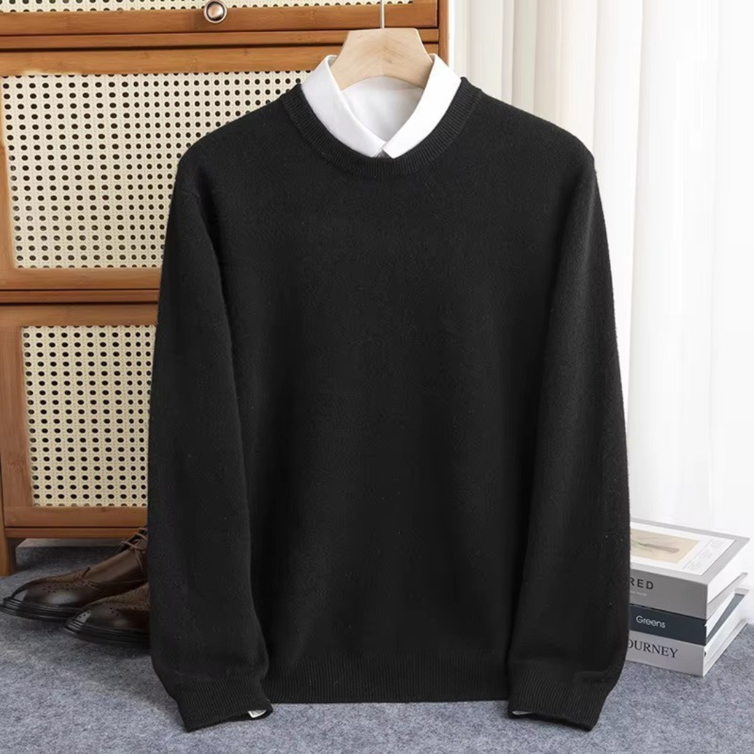 Herren Pullover Sweatshirt Rundhals Langarm - Regular Fit, Rippenborte am Kragen, Ärmel und Saum
