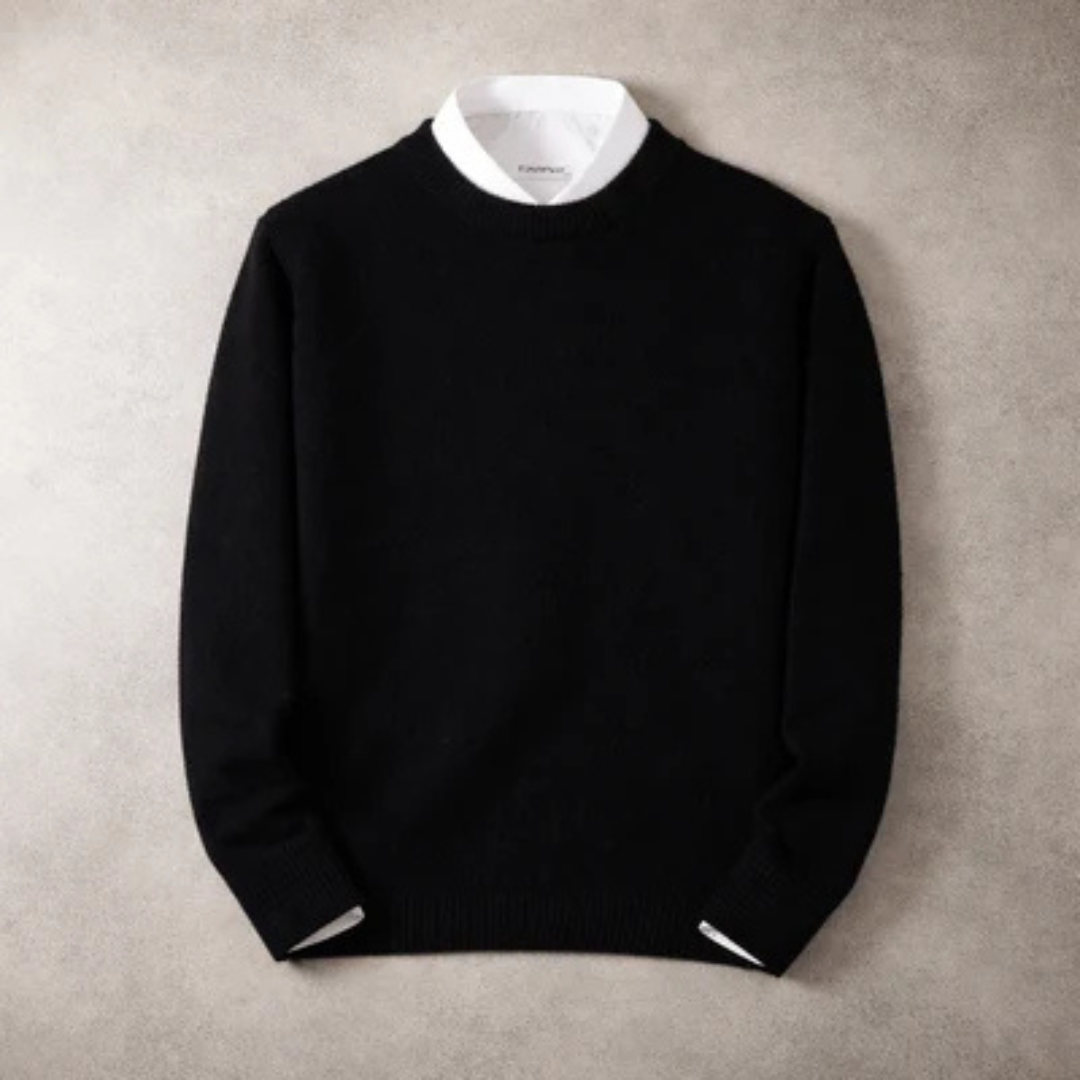 Herren Pullover Sweatshirt Rundhals Langarm - Regular Fit, Rippenborte am Kragen, Ärmel und Saum