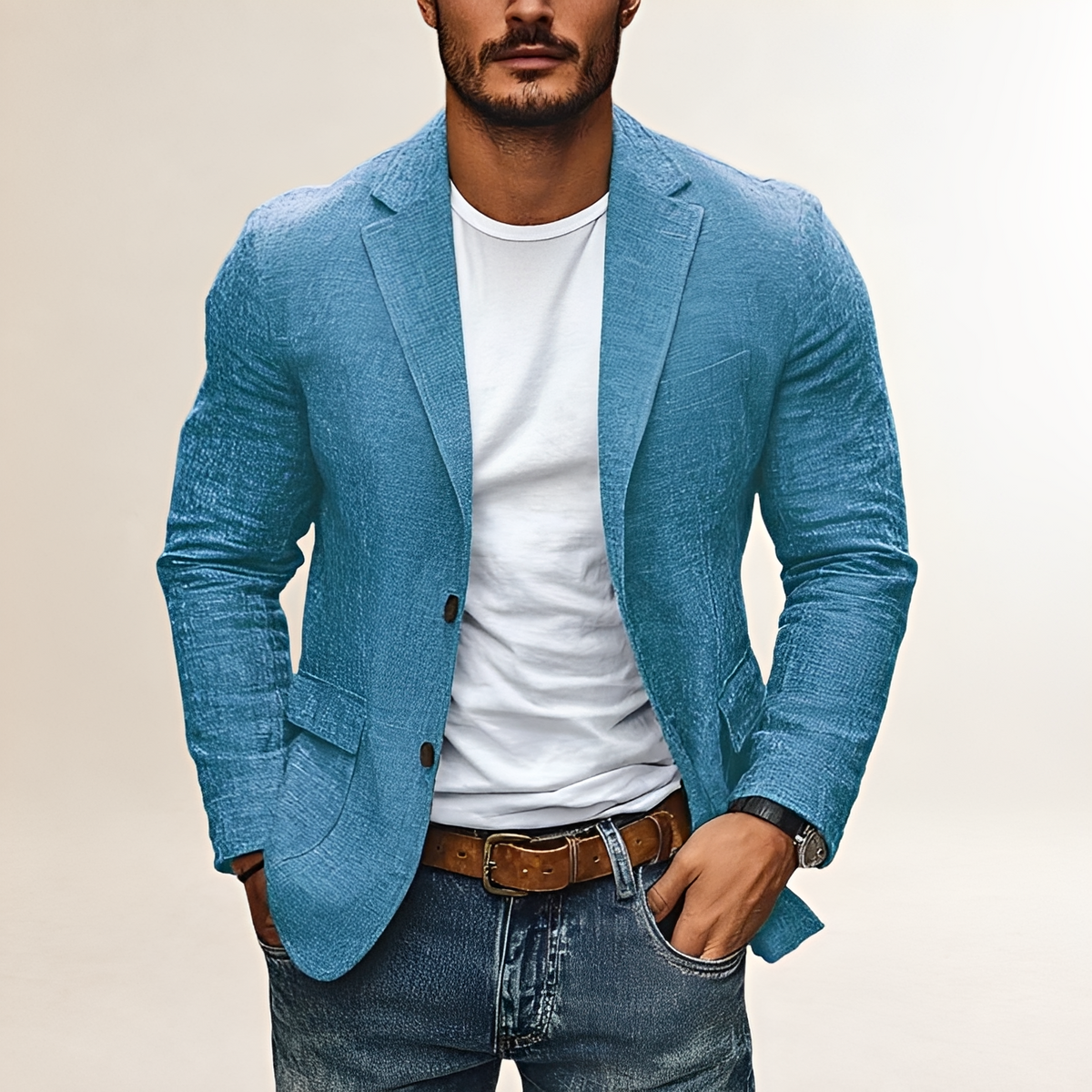 Herren Sakko Blazer Einreiher Reverskragen Slim Fit