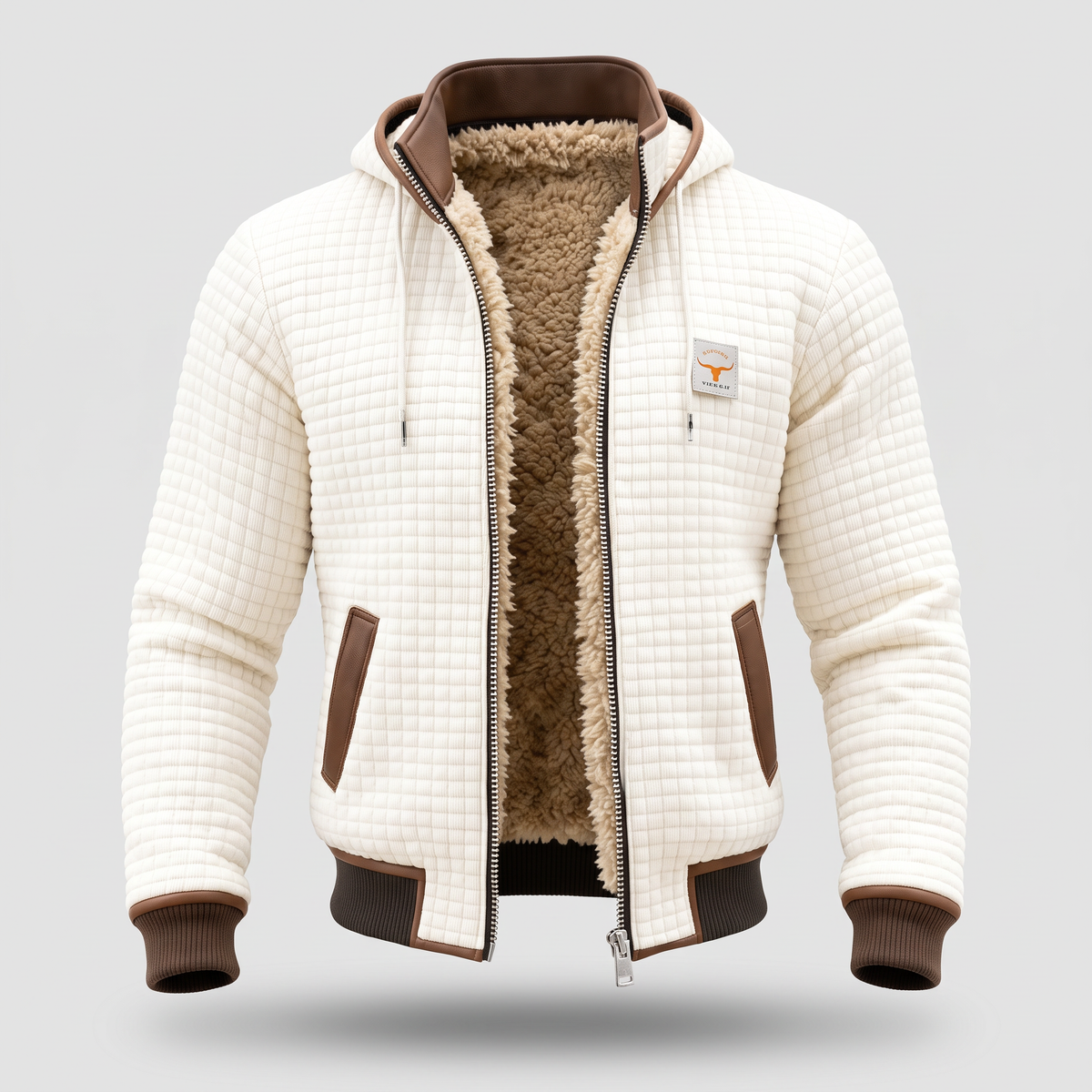 Herren Steppjacke - Kapuzenjacke mit Reißverschluss und Kontrastdetails