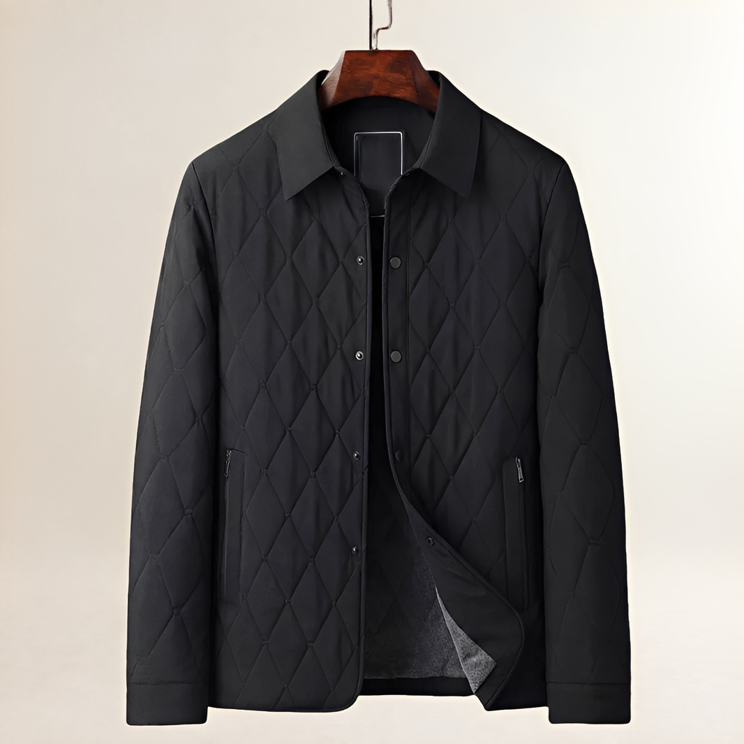 Herren Steppjacke mit Diamantmuster und Stehkragen - Knopfverschluss