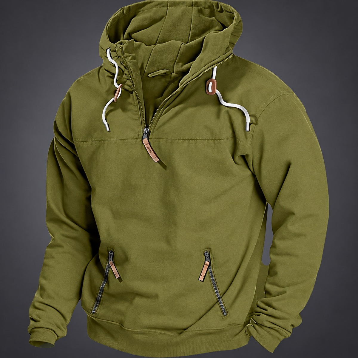 Herren Sweatshirt mit Reißverschluss und Kapuze - Relaxed Fit, Kängurutasche