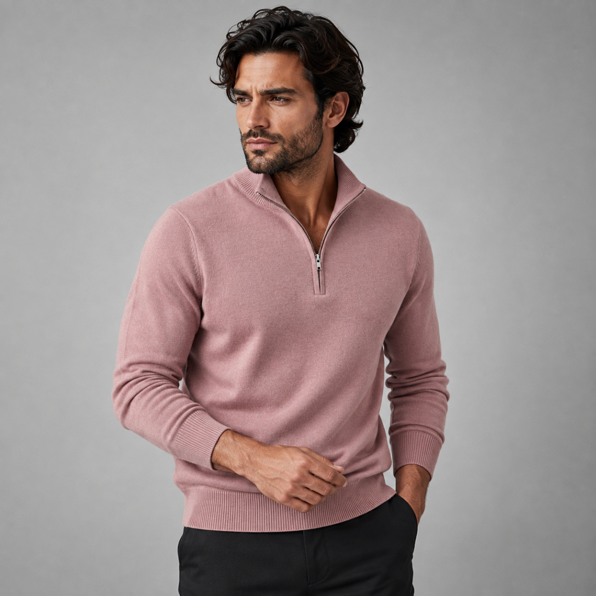Herren Sweatshirt mit Stehkragen und Reißverschluss - Slim Fit