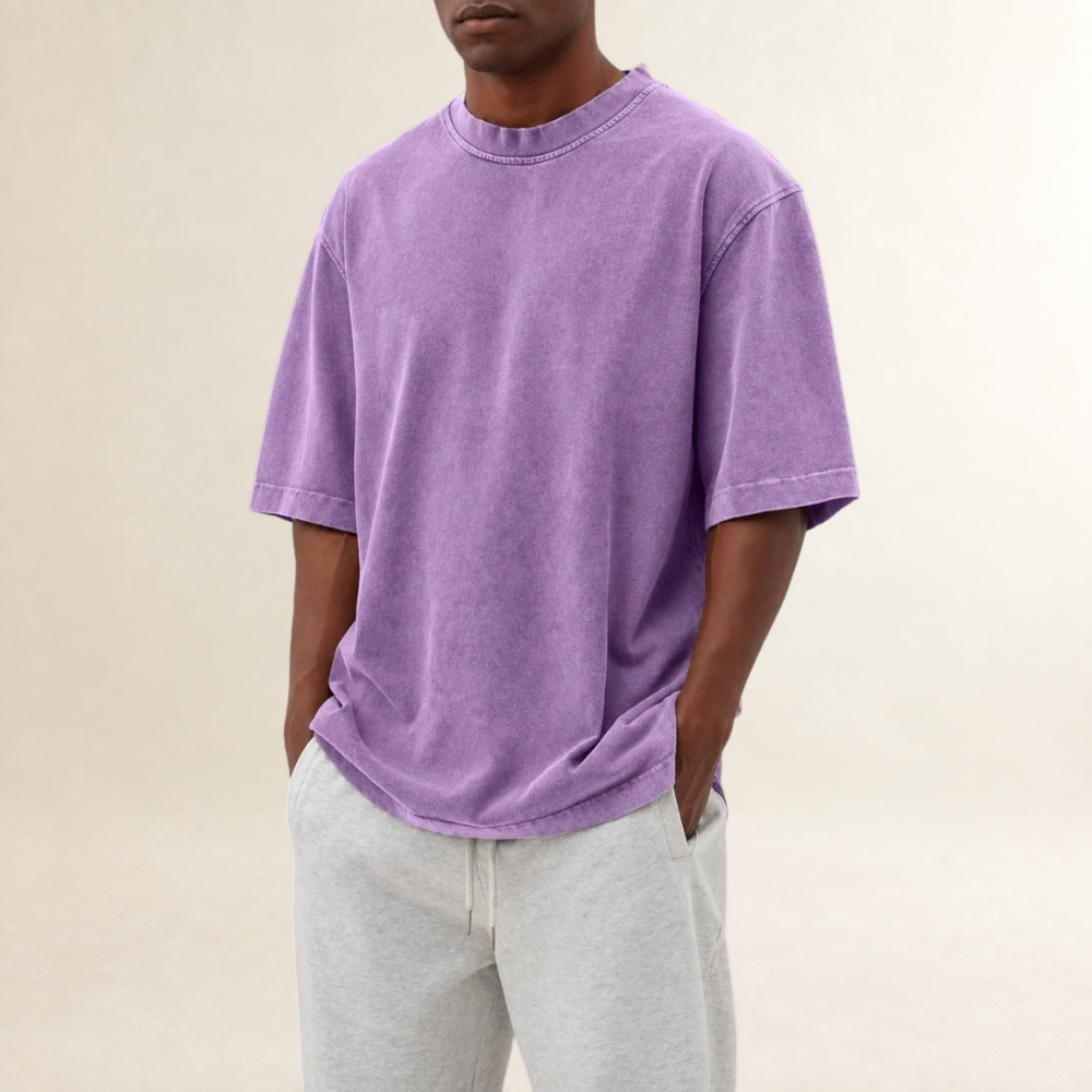 Herren T-Shirt mit Rundhalsausschnitt und Kurzarm - Relaxed Fit, gewaschene Optik