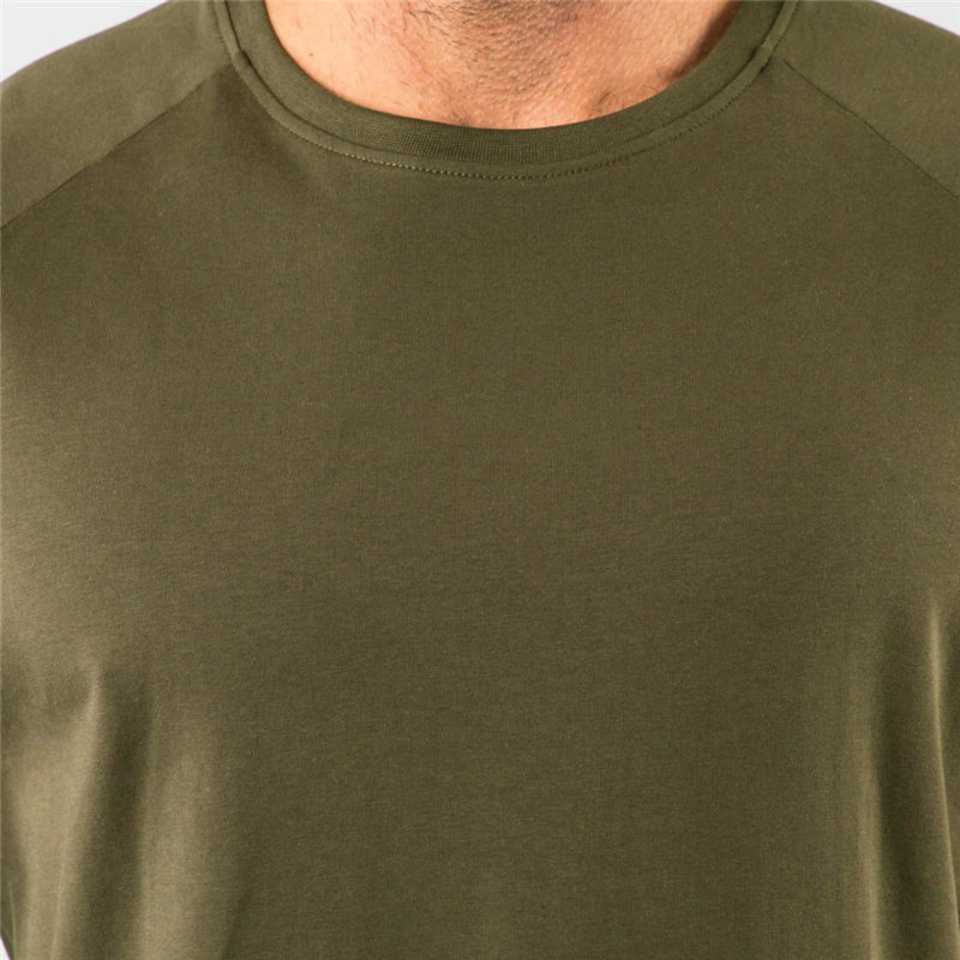 Herren T-Shirt Raglan Short Sleeve Slim Fit Langarm-T-Shirt mit Rundhalsausschnitt und geradem Saum