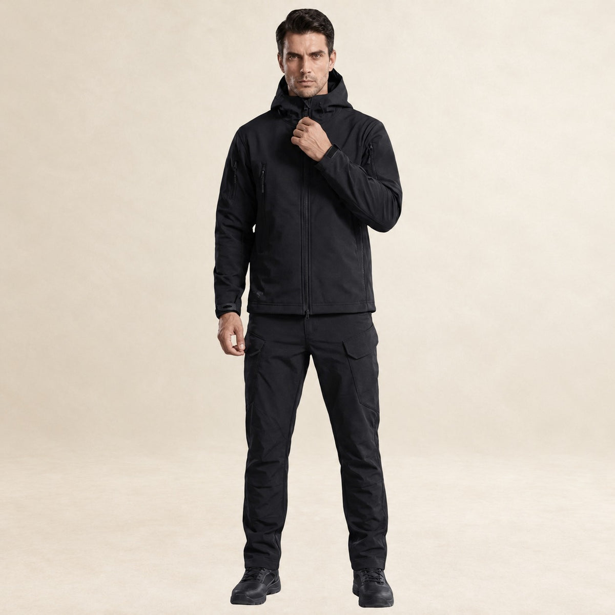 Herren Taktikjacke mit Kapuze und mehreren Taschen