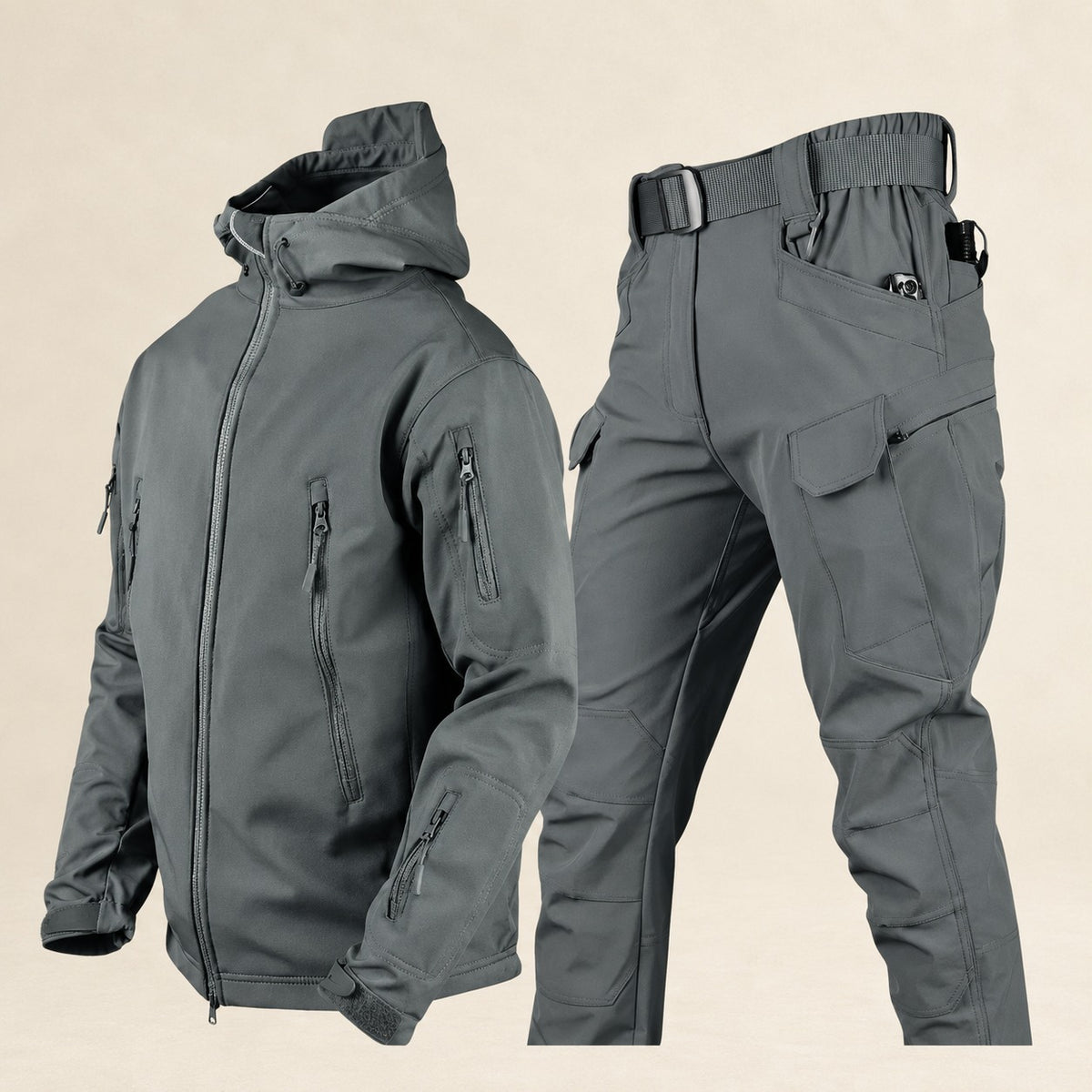 Herren Taktikjacke mit Kapuze und mehreren Taschen
