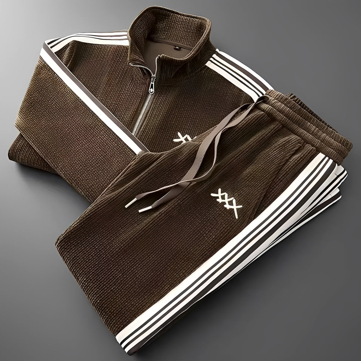 Herren Trainingsanzug - Zip-Jacke, Kordelzughose, Rippbündchen, Sportliches Design