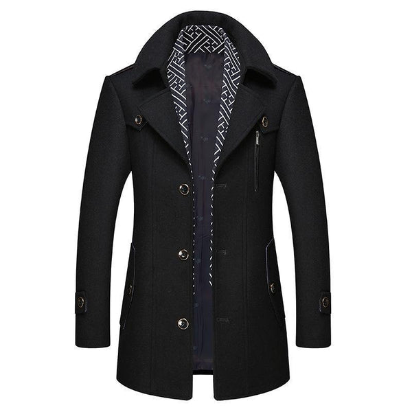 Herren Trenchcoat mit Doppelknopfverschluss - Knielang, seitliche Taschen, modern geschnitten