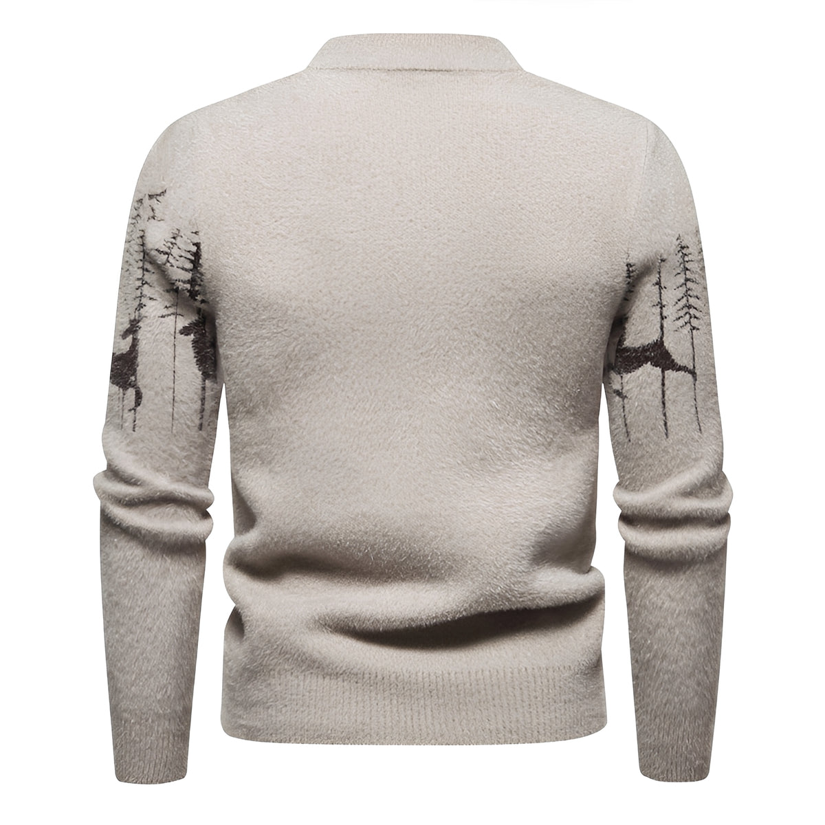 Herren Weihnachts-Sweater mit Hirsch- und Waldmuster Regular Fit