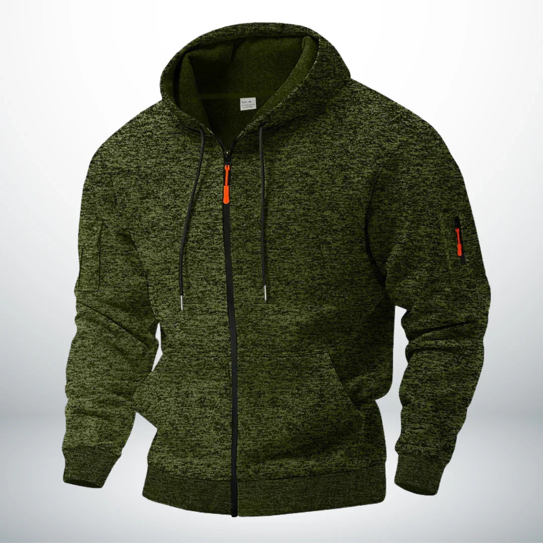 Herren Zip-Hoodie mit Reißverschluss und Taschen - Strukturierter Schnitt