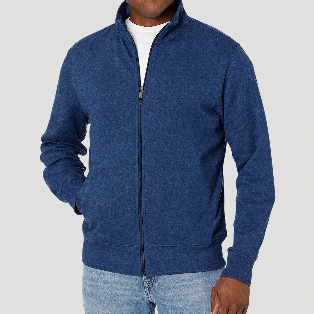 Herren Zip-Jacke Casual mit Stehkragen - Regulärer Schnitt
