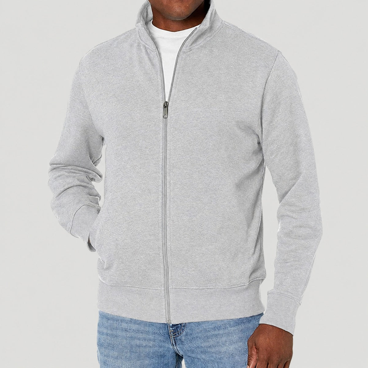 Herren Zip-Jacke Casual mit Stehkragen - Regulärer Schnitt