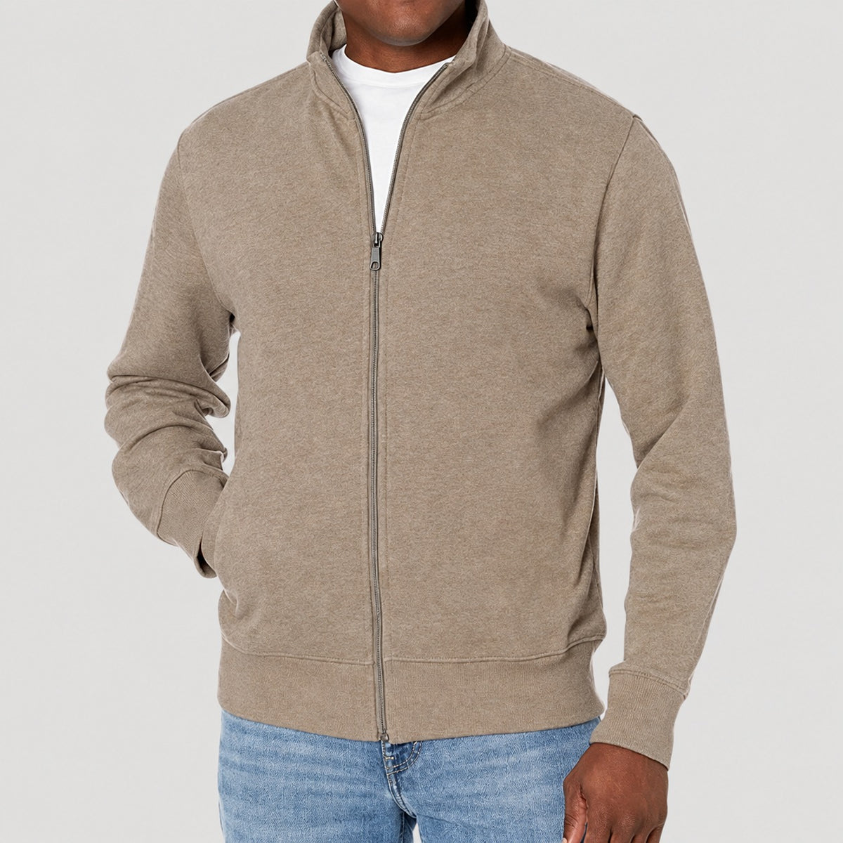 Herren Zip-Jacke Casual mit Stehkragen - Regulärer Schnitt