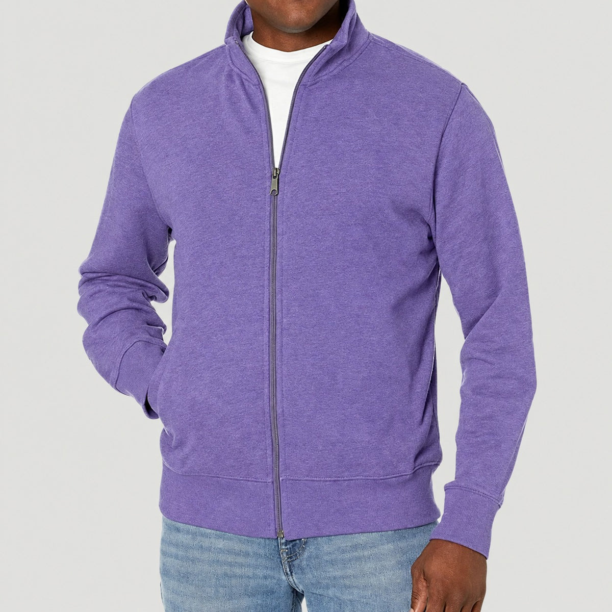 Herren Zip-Jacke Casual mit Stehkragen - Regulärer Schnitt