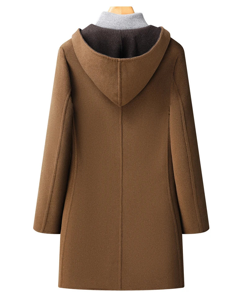 Hooded Overcoat für Herren - Tailored Fit mit Knopfverschluss und Taschen