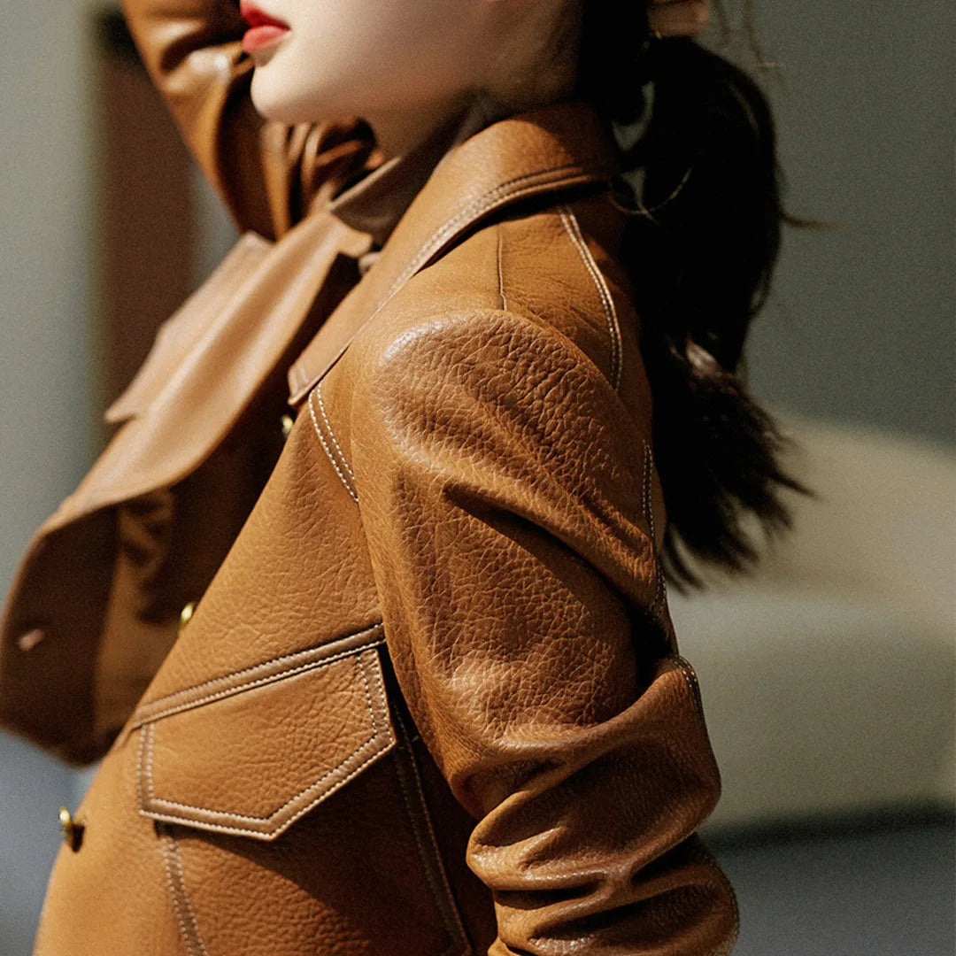 Jacke für Damen - Strukturierter Kragen mit Patten und Knopfverschluss