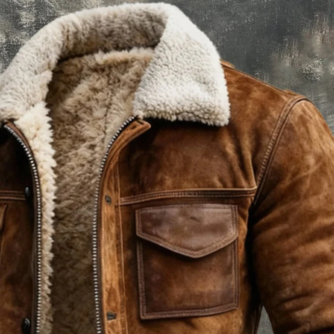 Jacke Herren Reißverschlussfront - Kontrast-Kragen, Fronttaschen mit Klappen, gerader Schnitt