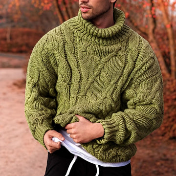 Rollkragenpullover Herren - Dick, Kabelmuster, Oversized Fit